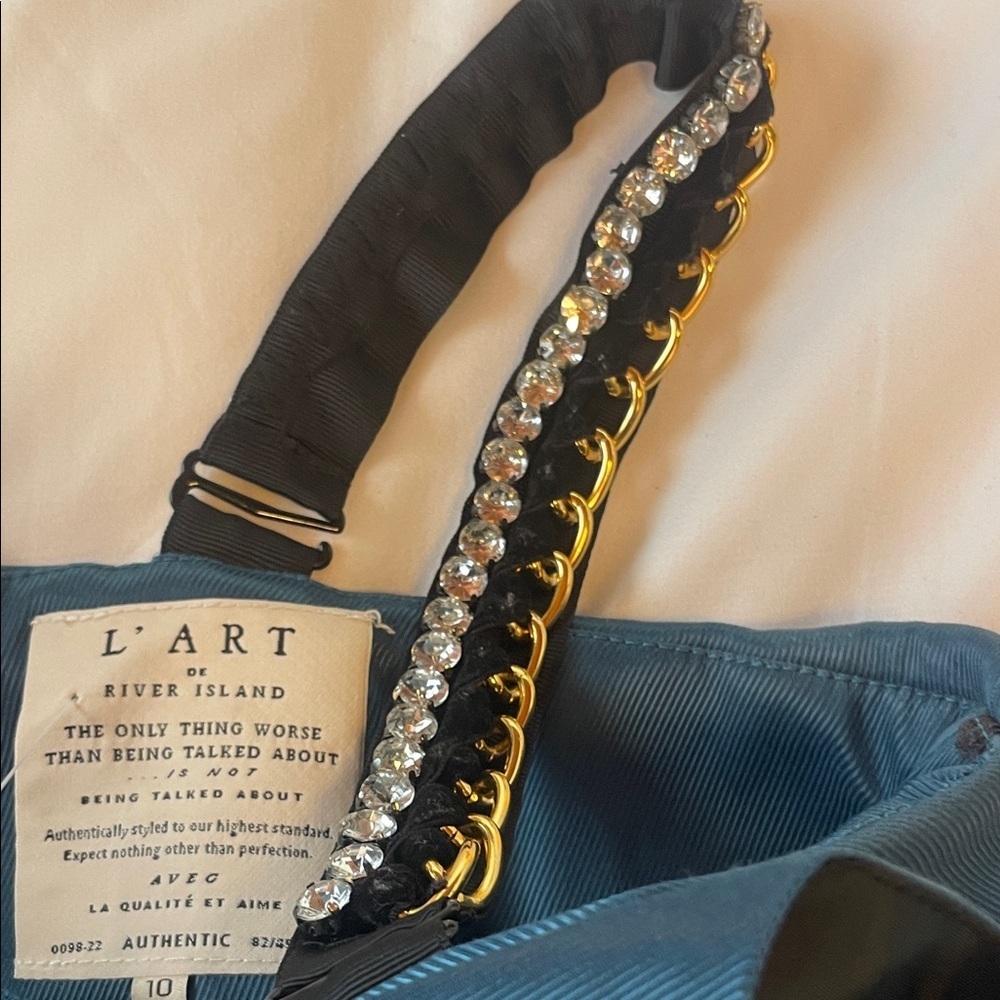 River Island Ruffled dark teal top with sparkly diamond detachable strap